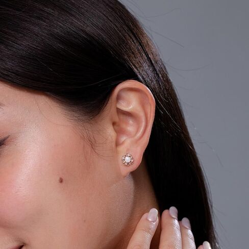 ANGARA - Women's Earrings in Sterling Silver / 14K Solid Gold | Opal and Diamond Fleur De Lis Earrings | Birthday, Anniversary Gemstone Jewelry in Kuwait