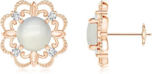 ANGARA - Women's Earrings in Sterling Silver / 14K Solid Gold | Opal and Diamond Fleur De Lis Earrings | Birthday, Anniversary Gemstone Jewelry in Kuwait