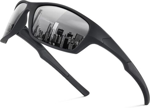 Fanshen Polarized Sunglasses for Men Women, Wrap Around Sunglasses for Mens Womens Cycling Running UV Protection in Kuwait