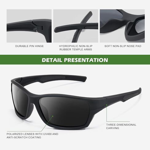 Fanshen Polarized Sunglasses for Men Women, Wrap Around Sunglasses for Mens Womens Cycling Running UV Protection in Kuwait