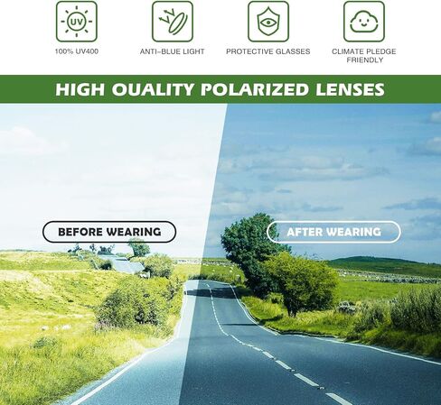 Fanshen Polarized Sunglasses for Men Women, Wrap Around Sunglasses for Mens Womens Cycling Running UV Protection in Kuwait