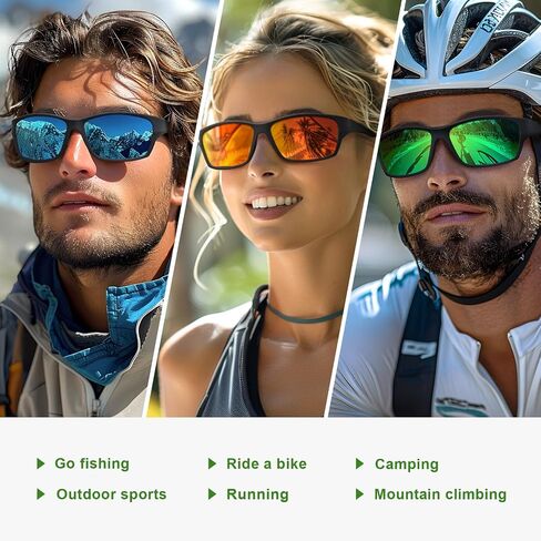 Fanshen Polarized Sunglasses for Men Women, Wrap Around Sunglasses for Mens Womens Cycling Running UV Protection in Kuwait