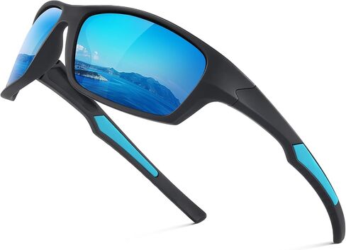 Fanshen Polarized Sunglasses for Men Women, Wrap Around Sunglasses for Mens Womens Cycling Running UV Protection in Kuwait