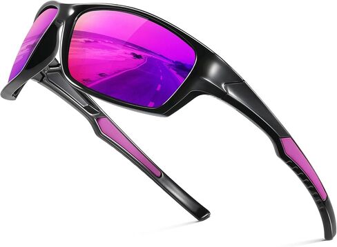 Fanshen Polarized Sunglasses for Men Women, Wrap Around Sunglasses for Mens Womens Cycling Running UV Protection in Kuwait