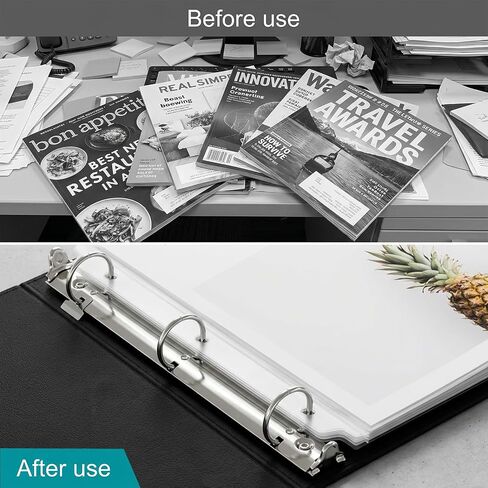 24Pcs 3 Hole Magazine Binder Inserts Holders, 11.81 x 1.14 Inch, 3 Ring Binder Strips, Punched Magazine Holder for File Book Music Folder & Document Storage (Translucent White) in Kuwait
