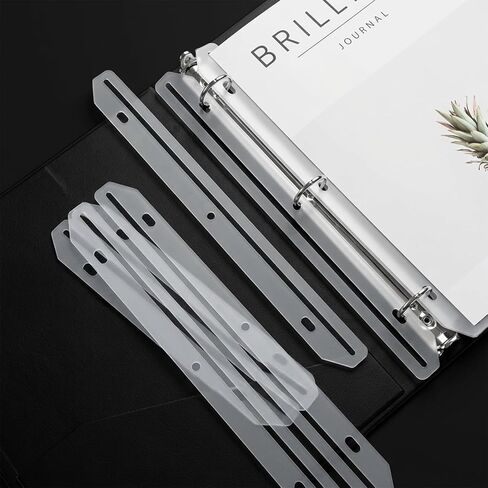 24Pcs 3 Hole Magazine Binder Inserts Holders, 11.81 x 1.14 Inch, 3 Ring Binder Strips, Punched Magazine Holder for File Book Music Folder & Document Storage (Translucent White) in Kuwait