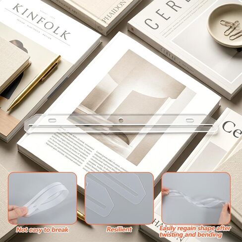 24Pcs 3 Hole Magazine Binder Inserts Holders, 11.81 x 1.14 Inch, 3 Ring Binder Strips, Punched Magazine Holder for File Book Music Folder & Document Storage (Translucent White) in Kuwait