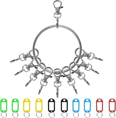 Large Key Ring - 21pcs Janitor Big Multi Key Chain Organizer Extra Metal Hoop Holder with Labels Tags for Landlord for Office, Schools, Warehouse, Hotel, Apartments, 3.5 inch in Saudi Arabia