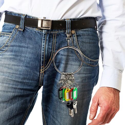 Large Key Ring - 21pcs Janitor Big Multi Key Chain Organizer Extra Metal Hoop Holder with Labels Tags for Landlord for Office, Schools, Warehouse, Hotel, Apartments, 3.5 inch in Saudi Arabia