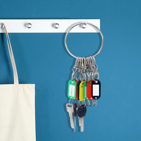 Large Key Ring - 21pcs Janitor Big Multi Key Chain Organizer Extra Metal Hoop Holder with Labels Tags for Landlord for Office, Schools, Warehouse, Hotel, Apartments, 3.5 inch in Saudi Arabia