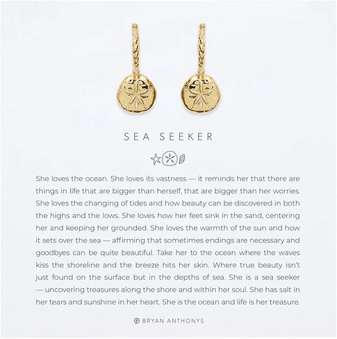 Bryan Anthonys Sea Seeker Huggies Earrings for Women - Dainty Minimalist Earrings with Silver Plated Finish Over Brass, Nickel-Free Meaningful Everyday Jewelry Gift for Her with Sentimental Design in Saudi Arabia