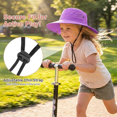 2 Pack Wide Brim Girls Ponytail Sun Hats- Full Face & Neck Coverage Adjustable Breathable Quick Dry Kids Beach Bucket Hat in Kuwait