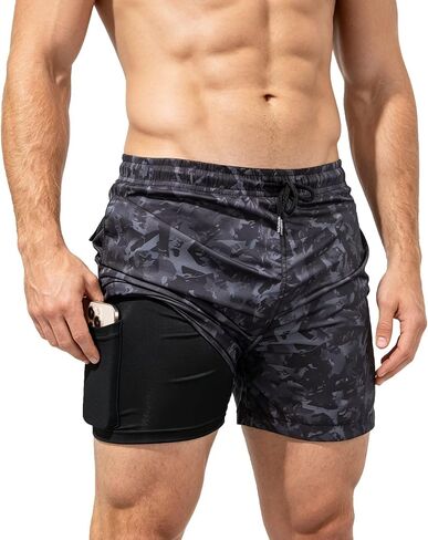 VahRuta Men's 6" Swim Trunks with Compression Liner Quick Dry Stretch Bathing Suit Swimming Shorts Pockets in Saudi Arabia