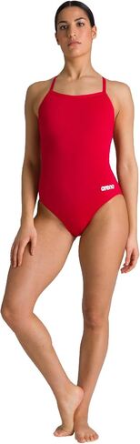 ARENA Women's Team MaxLife Swimsuit Solid FL Light Drop Back Sports Athletic One Piece Swimwear Training Bathing Suit, Red/White, US Size 44 in Kuwait