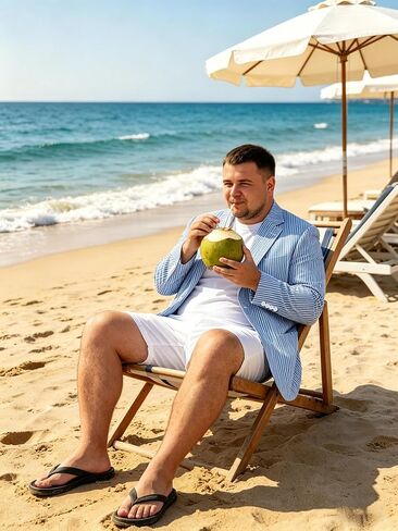 Men's Big and Tall Striped Seersucker Blazer Casual Lightweight Suit Jacket Summer Beach Wedding Daily Wear in Saudi Arabia