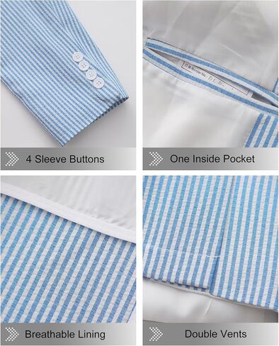 Men's Big and Tall Striped Seersucker Blazer Casual Lightweight Suit Jacket Summer Beach Wedding Daily Wear in Saudi Arabia