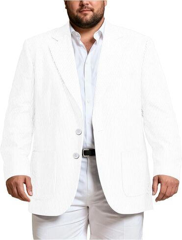 Men's Big and Tall Striped Seersucker Blazer Casual Lightweight Suit Jacket Summer Beach Wedding Daily Wear in Saudi Arabia