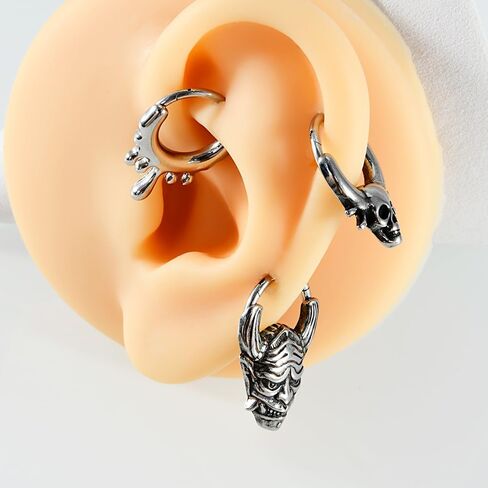16G الفولاذ المقاوم للصدأ الثور رئيس الخفافيش الجمجمة الحاجز خواتم 10mm هوب الأنف الدائري محارة اللولب الزنمة الغضروف أقراط الأطواق هيئة ثقب المجوهرات للنساء الرجال in Kuwait