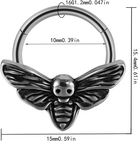 16G الفولاذ المقاوم للصدأ الثور رئيس الخفافيش الجمجمة الحاجز خواتم 10mm هوب الأنف الدائري محارة اللولب الزنمة الغضروف أقراط الأطواق هيئة ثقب المجوهرات للنساء الرجال in Kuwait