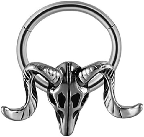 16G الفولاذ المقاوم للصدأ الثور رئيس الخفافيش الجمجمة الحاجز خواتم 10mm هوب الأنف الدائري محارة اللولب الزنمة الغضروف أقراط الأطواق هيئة ثقب المجوهرات للنساء الرجال in Kuwait