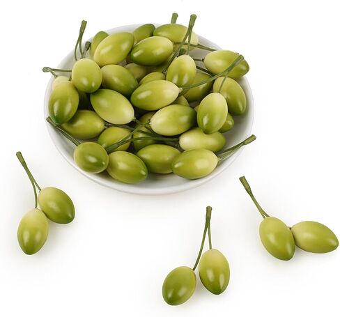 Artificial Olives with Stem, 20 Pcs Fake Lifelike Simulation Olives Foam Fruit for Home Kitchen Cabinet Food Photography Props in Kuwait