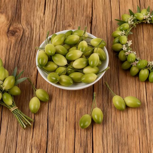 Artificial Olives with Stem, 20 Pcs Fake Lifelike Simulation Olives Foam Fruit for Home Kitchen Cabinet Food Photography Props in Kuwait