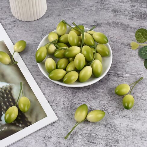Artificial Olives with Stem, 20 Pcs Fake Lifelike Simulation Olives Foam Fruit for Home Kitchen Cabinet Food Photography Props in Kuwait