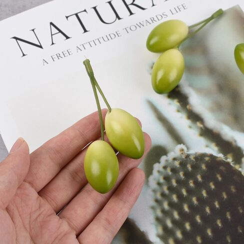Artificial Olives with Stem, 20 Pcs Fake Lifelike Simulation Olives Foam Fruit for Home Kitchen Cabinet Food Photography Props in Kuwait