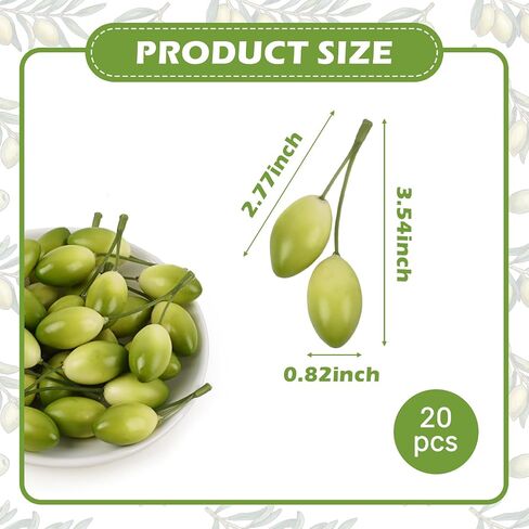 Artificial Olives with Stem, 20 Pcs Fake Lifelike Simulation Olives Foam Fruit for Home Kitchen Cabinet Food Photography Props in Kuwait
