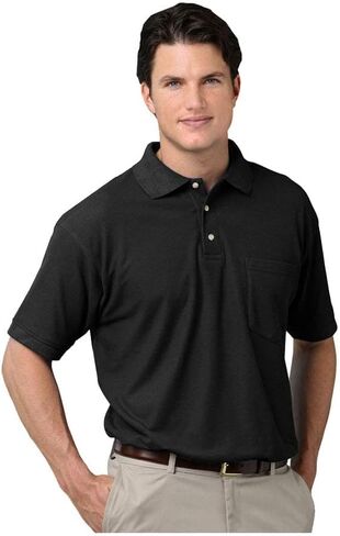 Blue Generation BG7202 - Men's Teflon Treated Pique with Pocket (Medium, Black) in Saudi Arabia