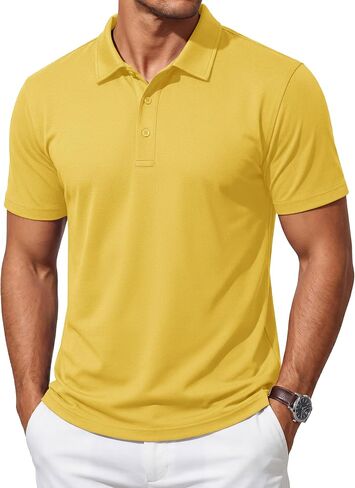TACVASEN Men's Polo Shirts Short Sleeve 3 Buttons Cotton Pique Casual Classic Fit T-Shirt Performance Golf Shirts in Kuwait