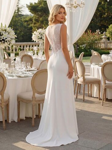 Ever-Pretty Women's Boat Neck Sleeveless Lace Mermaid Wedding Dress Bridal Gown with Train 02729 in Kuwait