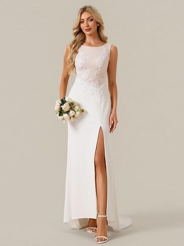 Ever-Pretty Women's Boat Neck Sleeveless Lace Mermaid Wedding Dress Bridal Gown with Train 02729 in Kuwait