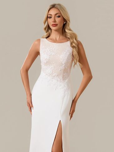 Ever-Pretty Women's Boat Neck Sleeveless Lace Mermaid Wedding Dress Bridal Gown with Train 02729 in Kuwait
