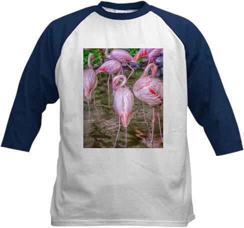 CafePress Pink Flamingos Kids Baseball Jersey Kids Cotton Baseball Jersey, 3/4 Raglan Sleeve Shirt in Kuwait