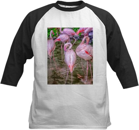 CafePress Pink Flamingos Kids Baseball Jersey Kids Cotton Baseball Jersey, 3/4 Raglan Sleeve Shirt in Kuwait