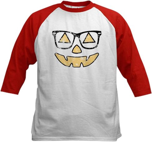 CafePress Vintage Jack O Lantern with Glasses Halloween Base Kids Cotton Baseball Jersey, 3/4 Raglan Sleeve Shirt in Kuwait