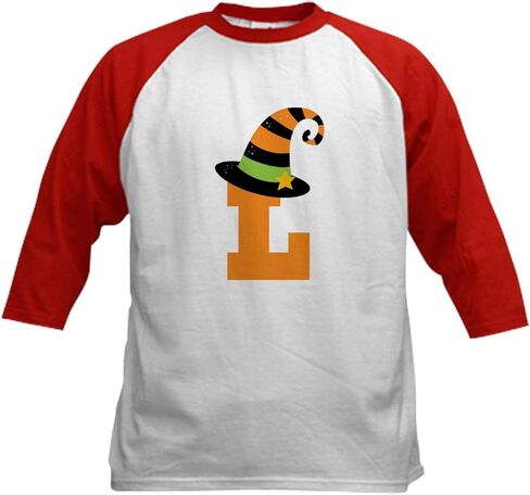 CafePress Halloween Letter L Witch Monogram Kids Baseball Je Kids Cotton Baseball Jersey, 3/4 Raglan Sleeve Shirt in Kuwait
