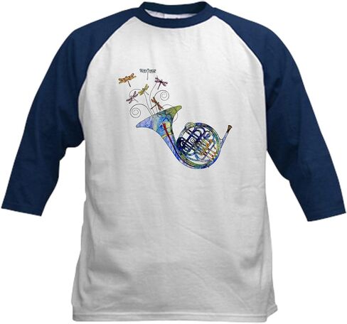 CafePress Wild French Horn Kids Baseball Jersey Kids Cotton Baseball Jersey, 3/4 Raglan Sleeve Shirt in Kuwait