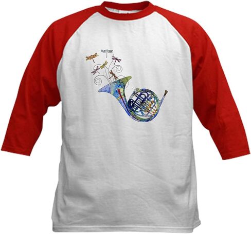 CafePress Wild French Horn Kids Baseball Jersey Kids Cotton Baseball Jersey, 3/4 Raglan Sleeve Shirt in Kuwait