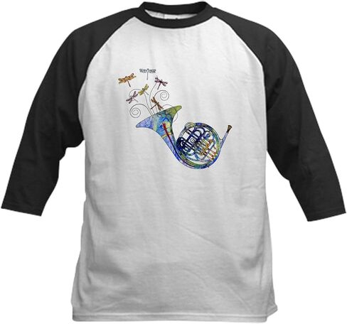 CafePress Wild French Horn Kids Baseball Jersey Kids Cotton Baseball Jersey, 3/4 Raglan Sleeve Shirt in Kuwait