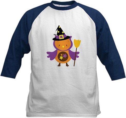 CafePress Halloween Witch Owl Gift Kids Baseball Jersey Kids Cotton Baseball Jersey, 3/4 Raglan Sleeve Shirt in Kuwait