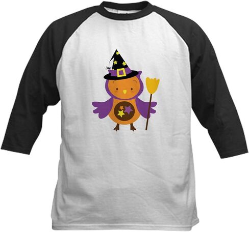CafePress Halloween Witch Owl Gift Kids Baseball Jersey Kids Cotton Baseball Jersey, 3/4 Raglan Sleeve Shirt in Kuwait