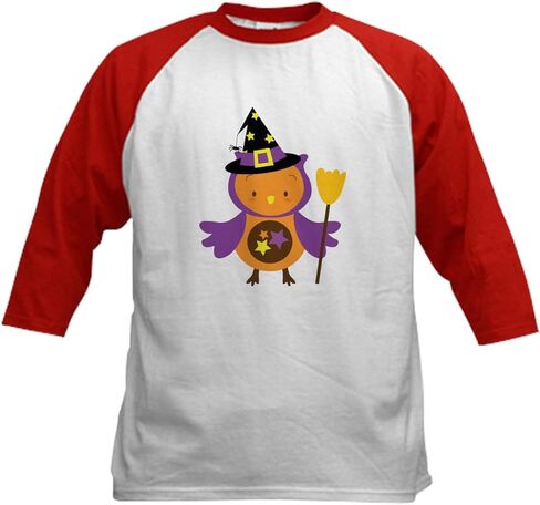 CafePress Halloween Witch Owl Gift Kids Baseball Jersey Kids Cotton Baseball Jersey, 3/4 Raglan Sleeve Shirt in Kuwait
