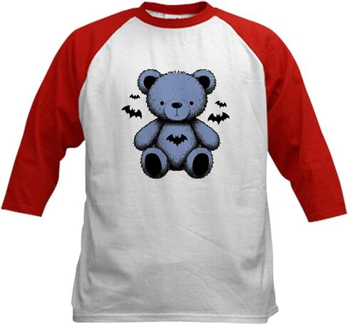 CafePress Batty Bear Blue Kids Baseball T Shirt Kids Cotton Baseball Jersey, 3/4 Raglan Sleeve Shirt in Kuwait