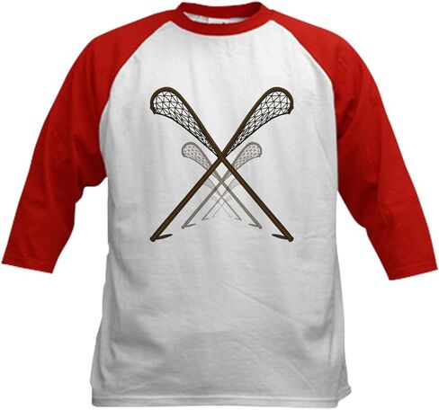 CafePress Traditional Lacrosse Sticks Kids Baseball Jersey Kids Cotton Baseball Jersey, 3/4 Raglan Sleeve Shirt in Kuwait