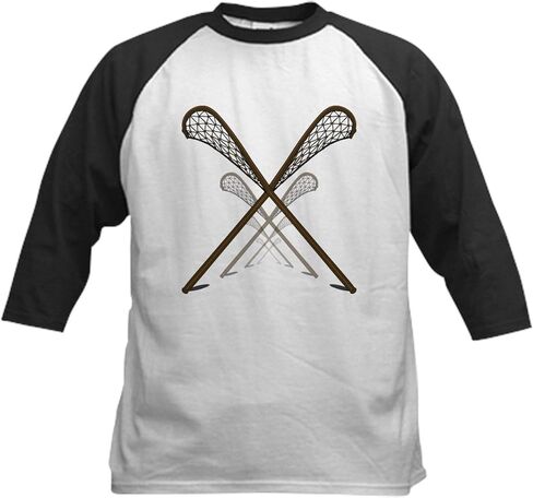 CafePress Traditional Lacrosse Sticks Kids Baseball Jersey Kids Cotton Baseball Jersey, 3/4 Raglan Sleeve Shirt in Kuwait