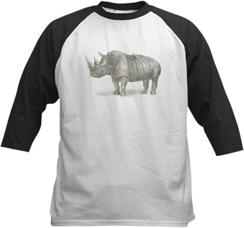 قميص بيسبول من CafePress Rhino مصنوع من القطن للأطفال، قميص بأكمام 3/4 راجلان in Kuwait