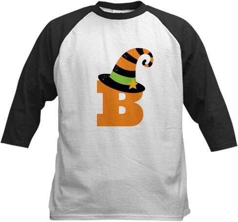 CafePress Halloween Letter B Witch Monogram Kids Baseball Je Kids Cotton Baseball Jersey, 3/4 Raglan Sleeve Shirt in Kuwait