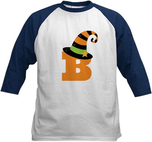 CafePress Halloween Letter B Witch Monogram Kids Baseball Je Kids Cotton Baseball Jersey, 3/4 Raglan Sleeve Shirt in Kuwait